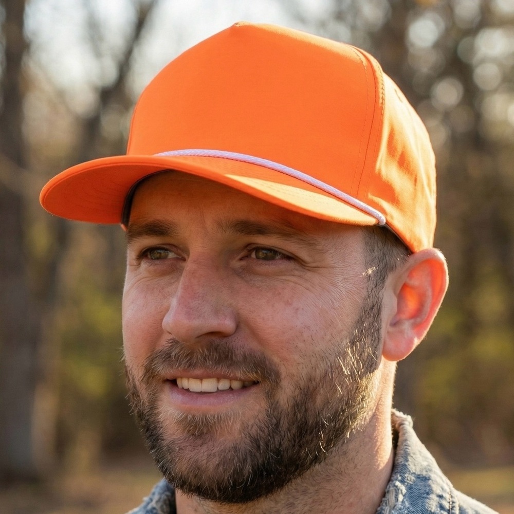 Imperial Neon Orange Rope Hat Cap 5054 Performance Snapback Blank 5 Panel NWOT